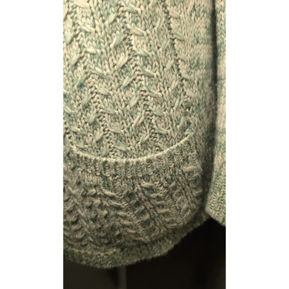 Anthropologie Guinvere mint white marbled cable knit chunky cowl sweater - Picture 5 of 10
